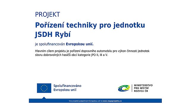 Pořízení techniky pro jednotku JSDH Rybí